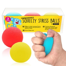 IMPRESA Squishy Stress Ball Set - Sensory Toys for Kids - Fidget Toys for Adults - Tear-Resistant Squeeze Balls for Stress Relief - Pack of 3, Multicolor