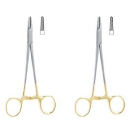 T/C Mayo Hegar Needle Holder Driver 6" 16cm & 8" 20cm TC Serrated with Tungsten Carbide Inserts Surgical Dental Forceps 2 Pcs (6" (16 CM))