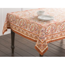 Maison d' Hermine Palatial Paisley 100% Cotton Tablecloth Kitchen Dining Table Cloth for Rectangle Tables Farmhouse Tabletop Cover for Parties, Wedding Thanksgiving/Christmas (140cm x 180cm)