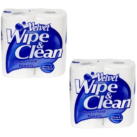 Velvet Wipe & Clean Household Towels 2-Ply Paper Kitchen Cleaning 4 Rolls