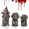 FOXBITE 7 Pcs Metal Dice Set Bronze Blood D&D Dice