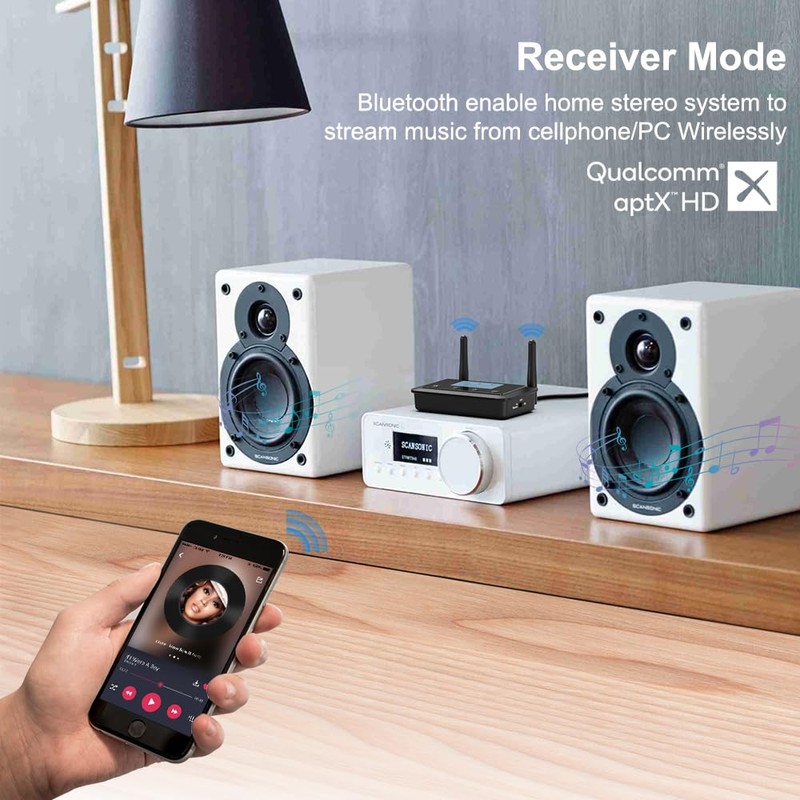 1Mii B03+ Bluetooth Transmitter Receiver for TV Home Stereo, Long