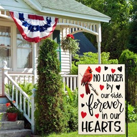 JZYIZYU Cardinal Memorial Garden Flag Forever in Our Hearts Memorial Day Yard Garden Flags for Outside 12x18 Double Sided Outdoor Cemetery Decorations for Grave