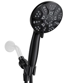 6 Modes High Pressure Handheld Shower Head, Shower Head with Handheld, 4.3 Inch High Flow Hand Held Rain Showerhead with Stainless Steel Hose, Adjustable Bracket