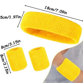 3 Pieces Sweatband Set, Wristbands Headbands, Sweat Headbands Wrist Bands, Wrist Men Women Sweat Bands for Gym Tennis Gymnastics Football Soccer