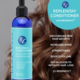 RemeVerse Replenishing Conditioner With Redensyl (3%) to Revive Thinning Hair - Hydrating Hair Growth Formula - Silicone & Sulfate Free - Botanical Blend - Vitamin C & E - Natural Citrus Scent - 8oz