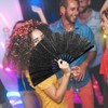 Qyeahkj Glitter Large Folding Hand Fan - Black Rave Clack