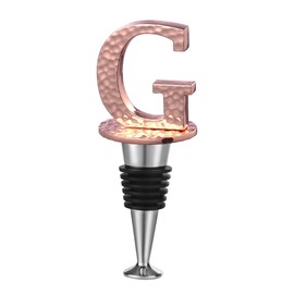 Miicol - Tapón para vino con letra inicial, metal martillado, regalo perfecto para vino, amplio utilizado en decoración de cocina, bar, fiesta de boda, elegancia y utilidad, chapado en oro rosa, letra (A a Z) G