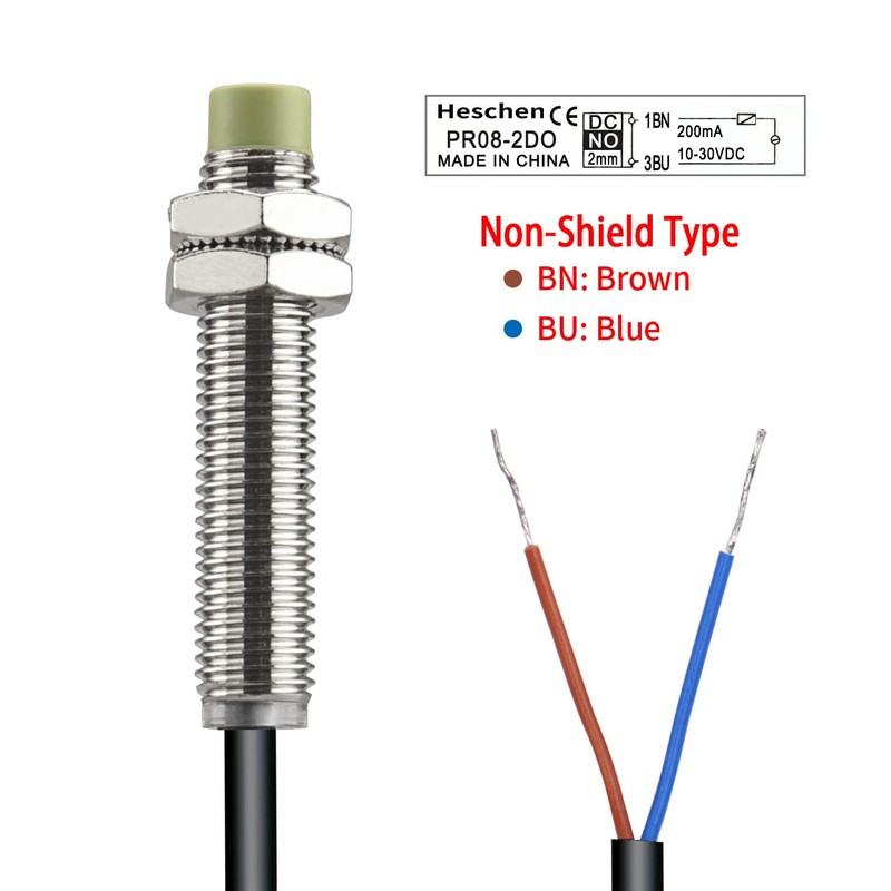 Heschen PR08-2DO Inductive Proximity Sensor Cylindrical Type DC 12-24V 2-Wire