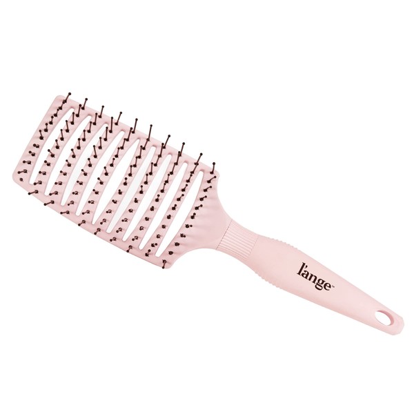 L'ANGE HAIR Siena Wide Curved Vented Hair Brush | Detangle Brush with Nylon Bristles | Best Wet Brush for Tangles and Knots | Ideal Brush for Men and Women | Vented Hair Brushes for Airflow | Blush
