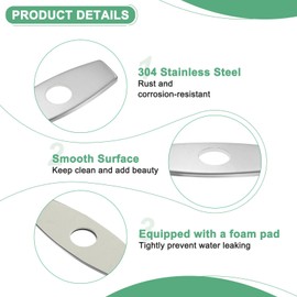 M METERXITY Faucet Deck Plate, 6 Inch Hole Cover Deck Plate for Bathroom/Kitchen Sink, 304 Stainless Steel Escutcheon Faucet Plate [Brushed Silver]