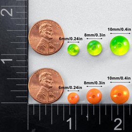Alwonder 100-Pack Fishing Beads Holographic Beads for Fishing Rigs Lures Salmon Trout Steelhead Fish Bead Saltwater Freshwater Assorted Size 10mm Chartreuse