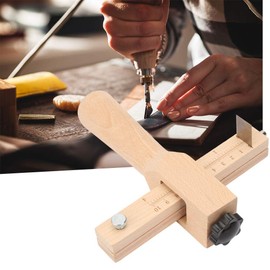 Leather Band Cutting Tool Adjustable Wooden Hand Leather Craft Accessories with 5 Blades, Leather Tools
