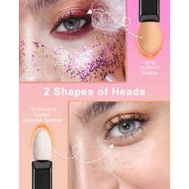 MORGLES Double Head Eyeshadow Applicators 50pcs Disposable Eyeshadow Brush with A Container Sponge Makeup Applicators Cosmetic Tool Dual Sides Eye Shadow Brush