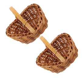 Ciieeo Pcs Hand Woven Rattan Flower Baskets Cane Handles Miniature Decorative Baskets for Flower Arrangement Home Garden Decor
