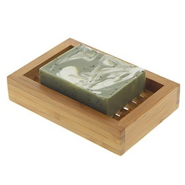 Kosmetex Bamboo Soap Dish in Tiki Style Two-Piece Made of Elegant Bamboo