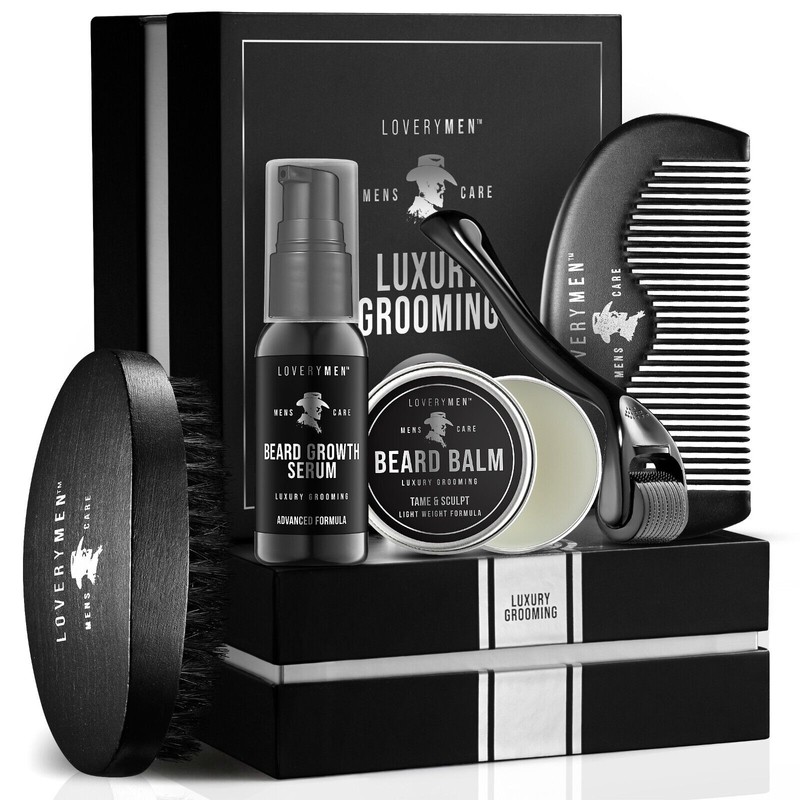 Lovery 5-Pc Beard Growth Kit-Ultimate Beard Care Set-Mens gift for