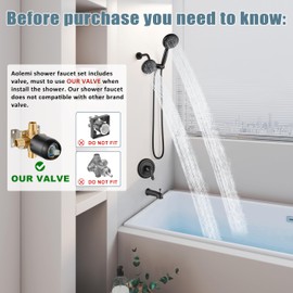 Aolemi Shower Faucet Set with Tub Spout Rain Shower Head System Shower Trim Kit Pressure Rough-in Valve Included ABS 8 Setting Dual Shower Head and Handheld Spray Oil Rubbed Bronze