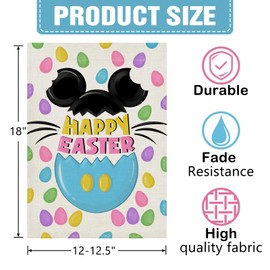 Dyrenson Happy Easter Decorative Garden Flag, Colorful Easter Egg Yard Outside Home Decorations, Spring Burlap Outdoor Small Decor Double Sided 12 x 18
