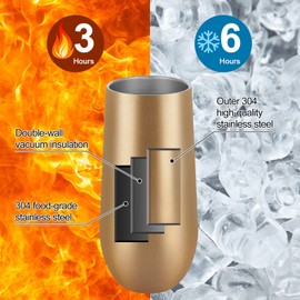 Lifecapido 12 Pack Stemless Champagne Tumblers, 12oz Champagne Insulated Tumblers, Champagne Flute Tumbler, Stainless Steel Stemless Champagne Glass for Birthday Party Wedding Christmas (Gold)