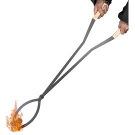 40" Fireplace Tongs Log Grabber Made Of Premium Heavy Duty Alloy Steel. Fire Tongs With Wood Handle Best For Fire Pit Fireplace Campfire Indoor & Outdoor. Upgraded Fire Pit Tools.