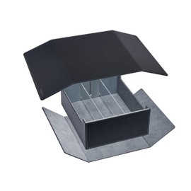 Mage Tech Overseer Card Storage Case - Dual Removable Cover Doubles as Play Mat, Holds 6 Commander(Plus) Deck Boxes, Customizable Compartments for Toploaders, Card Holders, Black/Grey