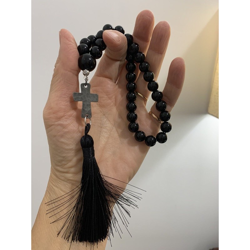 Genuine Black AgateOrthodox Christian Rosary Prayer Beads, Chotki, 10mm-33 beads