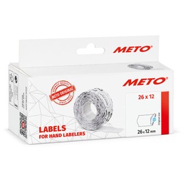 Meto Price Gun Labels (26×12 mm, Single-line, 6,000 Labels, White, Multifunctional Permanent and deep-Freeze, for METO, Contact, Sato, Avery, Tovel, etc.)