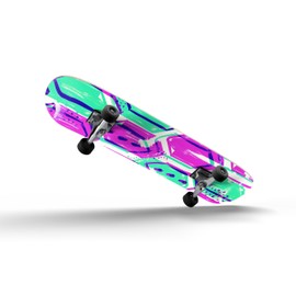 DesignSkinz - Decorative and Protective Scratch Resistant Skin Vinyl Wrap Kit for Skateboard Decks - Neon Blurry Hexagons