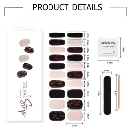 WOKOTO 1 Sheet Semi Cured Gel Nail Strips With Wood Stick, Nail File & Prepared Pads, 20 Tips Burgundy - Gold Glitter Semi Cured Nail Polish Strips, Harden With UV Light Gel Nail Wraps Stickers