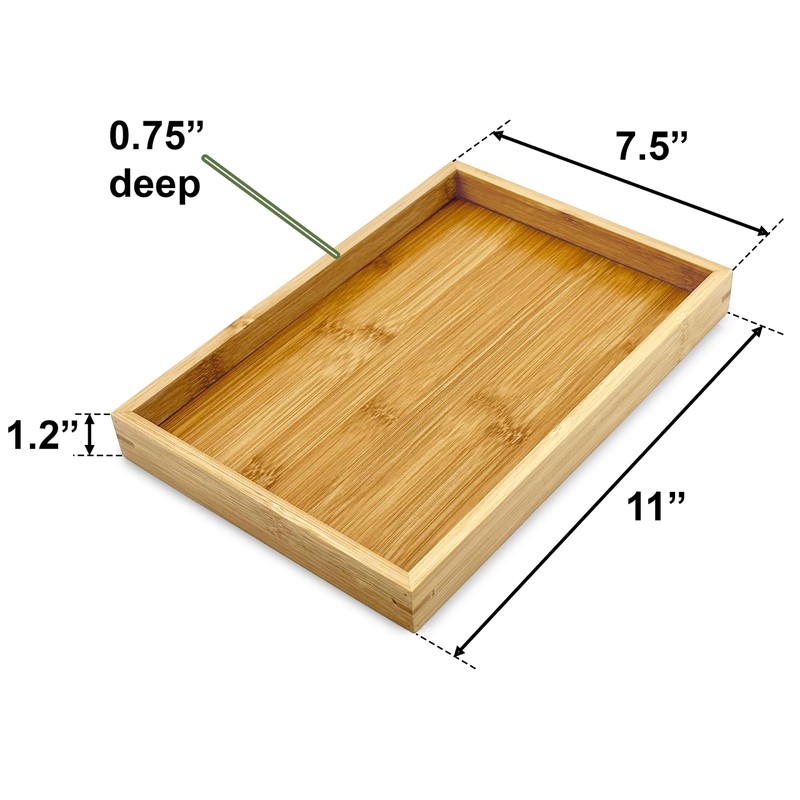 Bam & Boo - Natural Bamboo Serving Tray Modern Rectangular