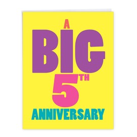 NobleWorks - 5th Wedding Anniversary Card Jumbo (8.5 x 11 Inch) - Marriage Milestone of 5 Years, Group Notecard with Envelope - Big 5 J9075MAG
