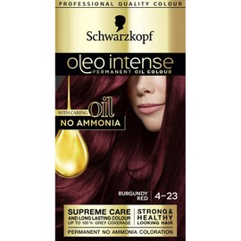 Schwarzkopf Oleo Intense Permanent Burgundy Hair Dye, Oil Enriched, Ammonia Free, Up to 100 Percent Grey Coverage, Burgundy Red 4-23