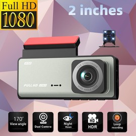 Mulcort Dash Cam Front and Rear Inside, 1080P + 480P + 480P Three Way Triple Car Camera, Built-in WiFi, 2.0 Inch IPS Screen, Night Vision, 170° Wide Angle, WDR, Loop Recording