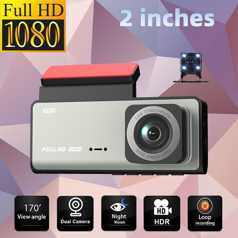 Mulcort Dash Cam Front and Rear Inside, 1080P + 480P