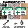 First Aid Kit Inside OSHA Emergency Aluminum Sign 10 Inch