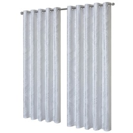 Olivia Rocco Leaf Sparkle Blackout Curtains Super Soft Thermal Insulated Ring Top Eyelet Curtain for Living Room Bedroom Drapes Window Black 2 Panels Home Decoration, White 66x72