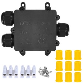 Junction Box, Earth Cable Terminal Box, Connection Box, 3-Way Junction Box, IP68 Waterproof Distribution Box, Cable Connector, Outdoor, Electrical Outdoor Distribution Box, (Pack of 1)