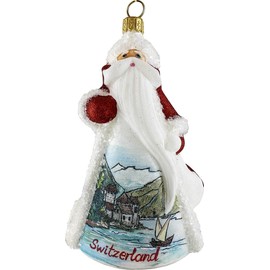 Joy To The World Glitterazzi Switzerland Swiss Santa Polish Glass Christmas Ornament Decoration