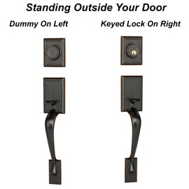 Dynasty Hardware RID-HER-405-12PL Ridgecrest Front Door Dummy Handleset, Aged Oil Rubbed Bronze, with Heritage Lever, Left Hand