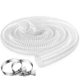 4 Inch x 20 Feet Dust Collection Hose - Flexible Clear PVC Contractor Grade Puncture Resistant Dust Debris Fume Hoses - Coated Wire Helix Reinforced - Includes Clamps