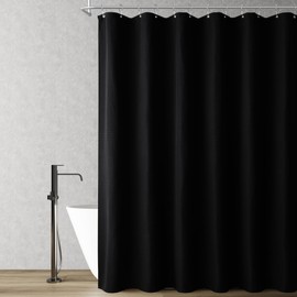 Extra Long Shower Curtain Modern Bath Decor Black Curtains for Bathroom Shower Curtain Set with Stainless Steel Hooks Heavy Duty Fabric Bath Curtains,Water Resistant, 72 x 84