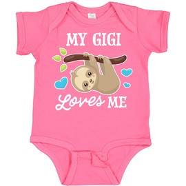 inktastic My Gigi Loves Me with Sloth and Hearts Baby Bodysuit 6 Months Hot Pink 2f209