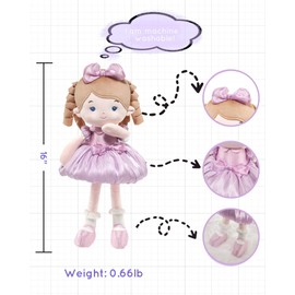 LeyaDoll Soft Baby Doll Toys (16''), My First Baby Rag Doll for 1 Year-Old Girl Birthday Gift, Christmas Plush Toys Gift for Toddler Kids Infants-Princess Aurora