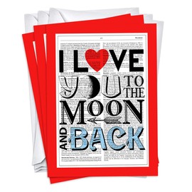 Wright Home & Gift To The Moon Valentines/Galentines Day Greeting Cards | 1 Pack Single + 1 Envelope (5x7)