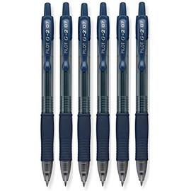 Pilot G2 Retractable Premium Gel Ink Roller Ball Pens Fine Pt, Navy Blue, Pack Of 6
