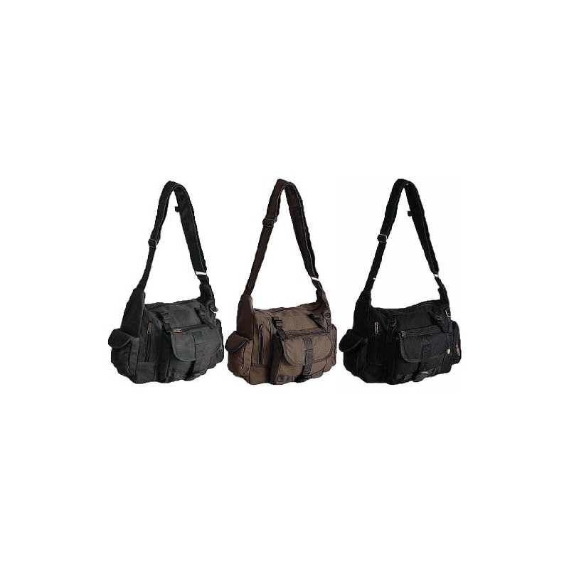 EyeCatchBags New York Cross Body Messenger Canvas Shoulder Bag Black