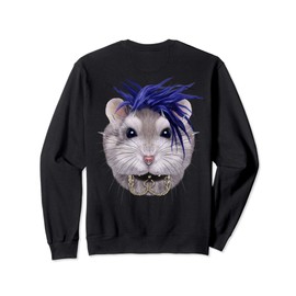 Grey Dwarf Hamster in Punk Rock Style Sweatshirt