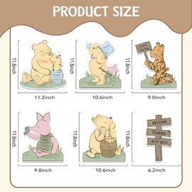 UEBTGRNN 6 PCS Classic Bear Cutouts with Stand for Baby Shower Decorations, Centerpieces and Yard Signs Prop Party Decor