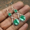 Natural Malachite Earrings for Women Mom Wife 925 Silver Overlay